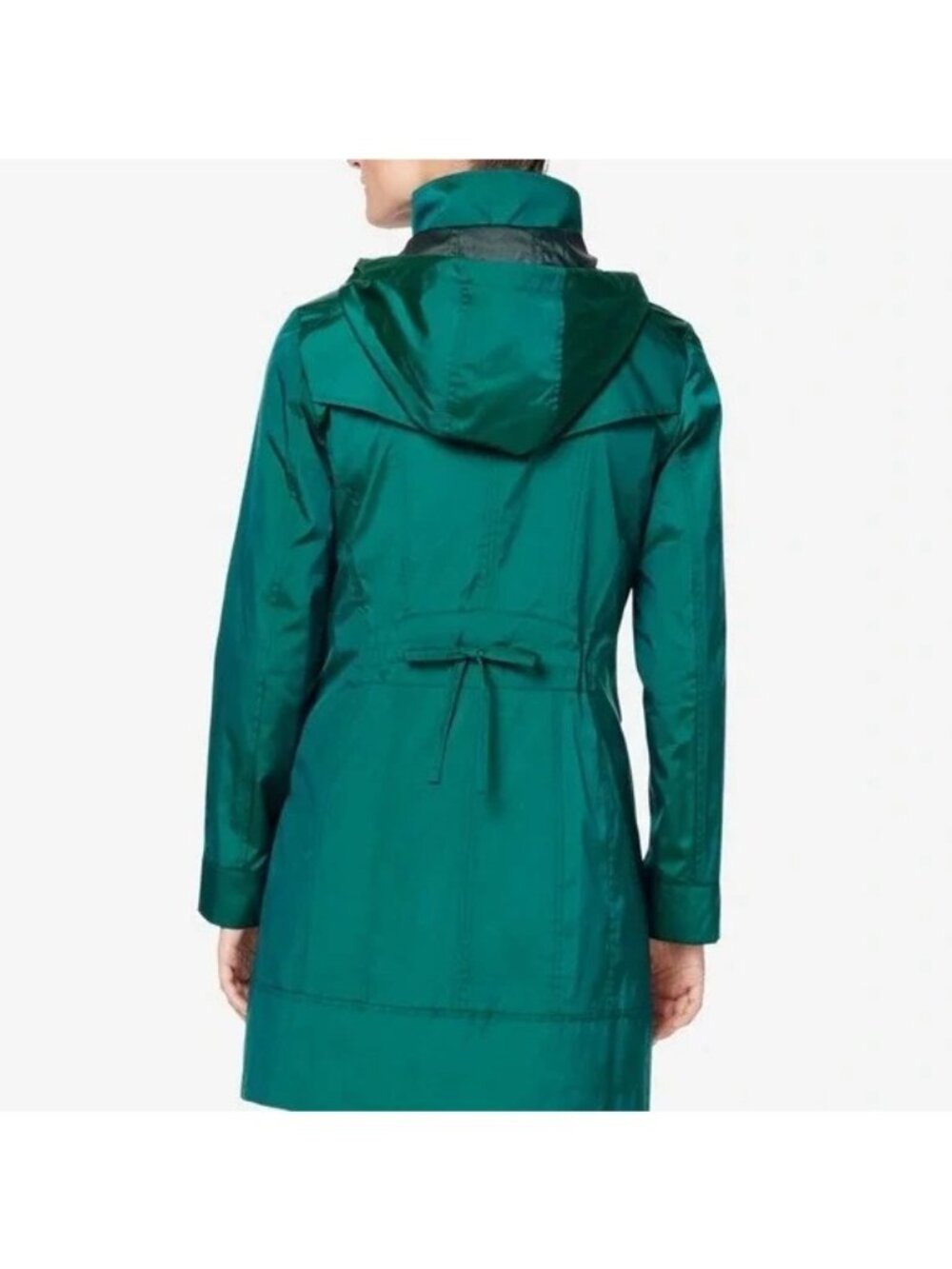 Cole Haan Women's Packable Raincoat Pine Green Size Small New With Tag - Picture 2 of 3